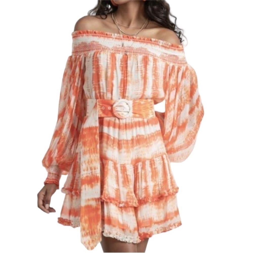 Rococo sand orange off the shoulder dress